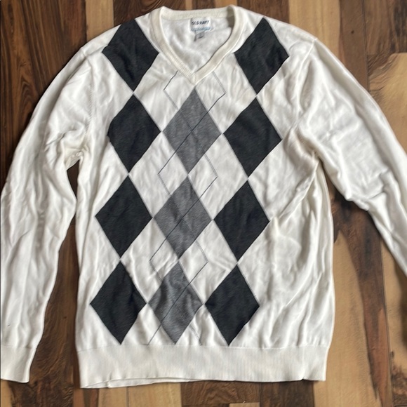 Old Navy Men's Argyle Sweater - Cream and Black - Picture 4 of 5